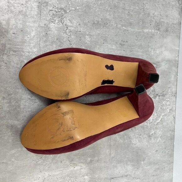 Adrienne Vittadini Prestin Burgundy Suede Platform Pumps Heels Womens Size 8M - Picture 8 of 11